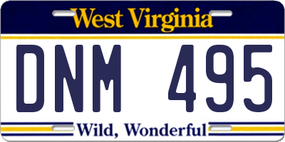 WV license plate DNM495