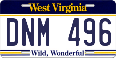 WV license plate DNM496