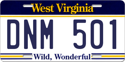 WV license plate DNM501