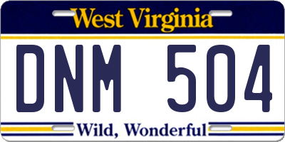 WV license plate DNM504