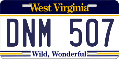 WV license plate DNM507
