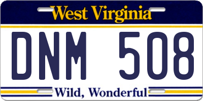 WV license plate DNM508