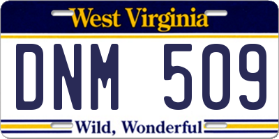 WV license plate DNM509