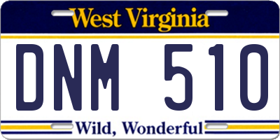 WV license plate DNM510
