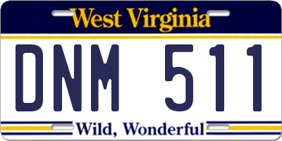 WV license plate DNM511