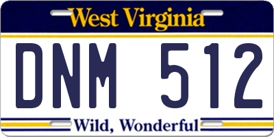 WV license plate DNM512