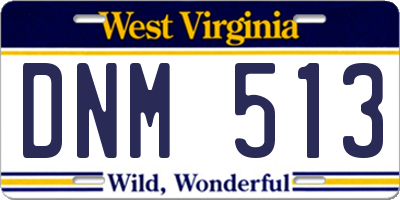 WV license plate DNM513
