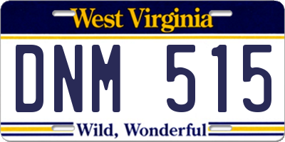 WV license plate DNM515