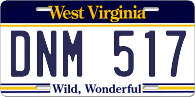 WV license plate DNM517