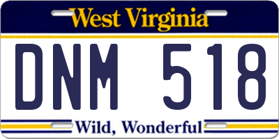 WV license plate DNM518