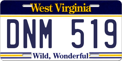 WV license plate DNM519