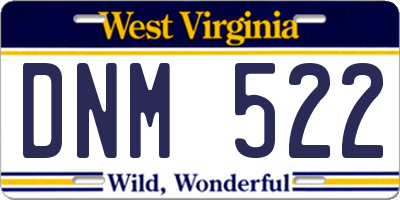 WV license plate DNM522