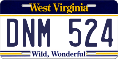 WV license plate DNM524