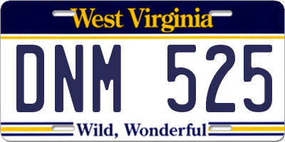 WV license plate DNM525