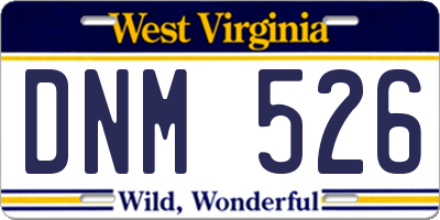 WV license plate DNM526