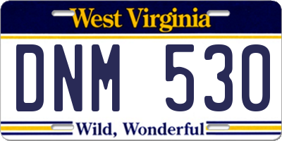 WV license plate DNM530