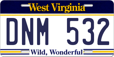WV license plate DNM532