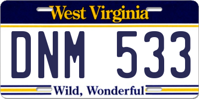 WV license plate DNM533