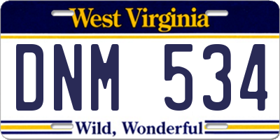 WV license plate DNM534