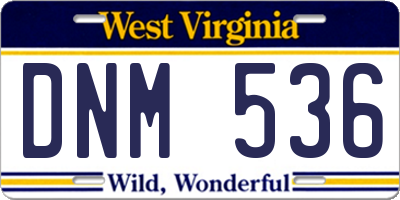 WV license plate DNM536