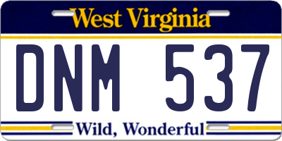 WV license plate DNM537