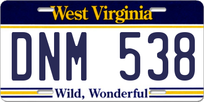 WV license plate DNM538