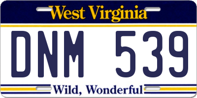 WV license plate DNM539