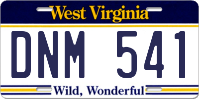 WV license plate DNM541