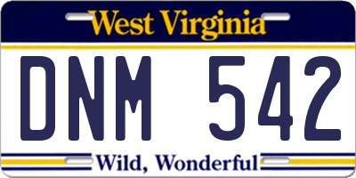 WV license plate DNM542