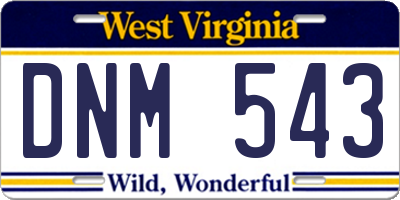 WV license plate DNM543