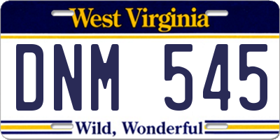 WV license plate DNM545