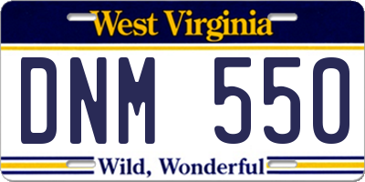 WV license plate DNM550