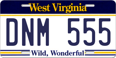 WV license plate DNM555