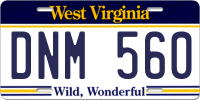 WV license plate DNM560
