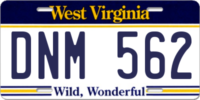 WV license plate DNM562