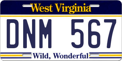 WV license plate DNM567