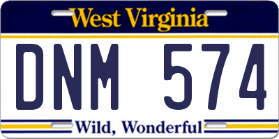 WV license plate DNM574