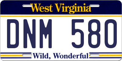 WV license plate DNM580