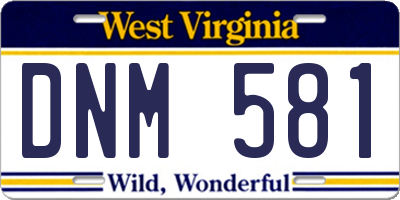 WV license plate DNM581