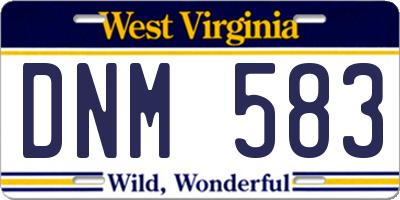 WV license plate DNM583