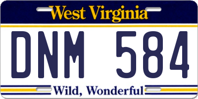 WV license plate DNM584