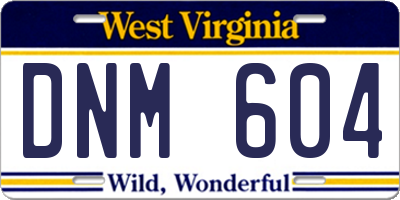 WV license plate DNM604