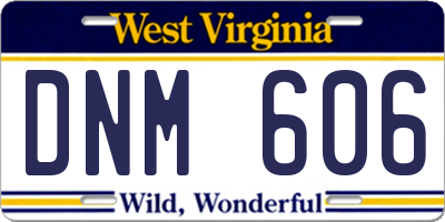 WV license plate DNM606