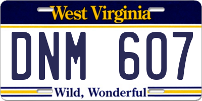 WV license plate DNM607