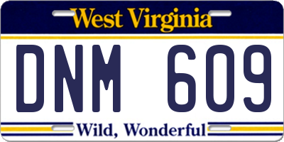 WV license plate DNM609