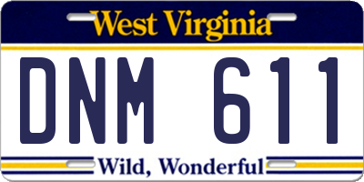 WV license plate DNM611