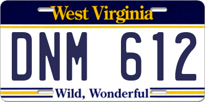 WV license plate DNM612