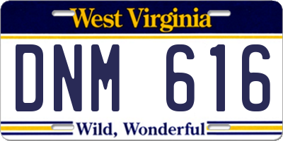 WV license plate DNM616