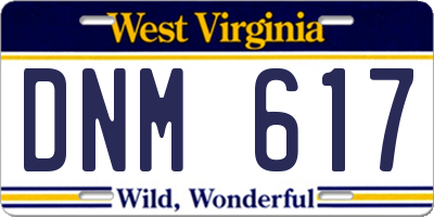 WV license plate DNM617