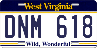WV license plate DNM618